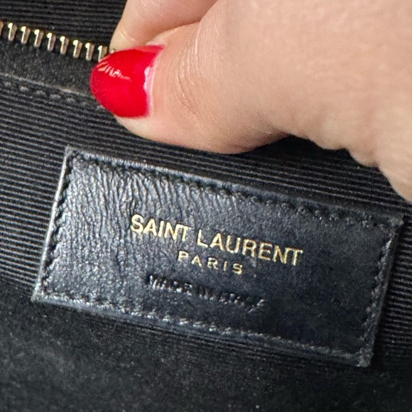 Saint Laurent Beige Large Grain de Poudre Chevron - Envelope Satchel YSL Bag - Picture 8 of 11